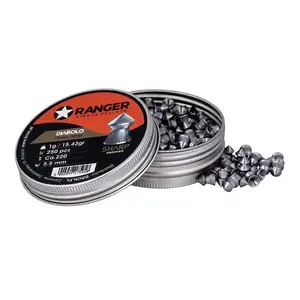 Gun pellets RANGER PRORO 5.5 mm, diabolo shape, silver, 250 pcs, aluminium dispenser
