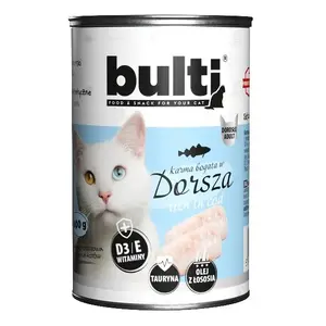 Влажный корм для кошек BULT Rich in cod 400 г, для взрослых, влажность 77%, белок 10.3%, жир 6.4%