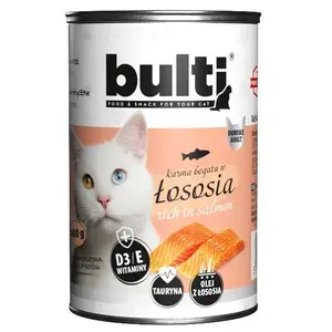 Влажный корм для кошек BULT Rich in salmon 400 г — для взрослых, полнорационный консервированный корм, 78% влажности, 9,3% белка