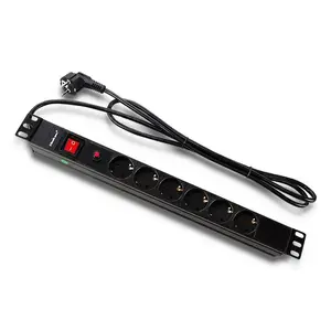 PDU QOLTEC Q-53993 16A 1U barošanas sadalītājs 6×SCHUKO kontaktligzdas, kabelis 2 m