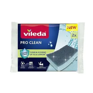 Scourer VILEDA Pro Clean 179254 sponge scouring pads, grey, 2 pcs, hand wash, enzyme cleaning