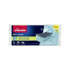 Scourer VILEDA Pro Clean 179246 enzyme profile, sponge scourer pack of 3, grey, hand wash