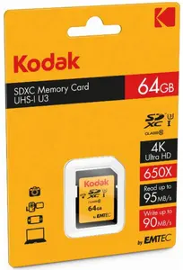 Zibatmiņa Emtec 64GB UHS-I U3 KODAK EKMSD64GXC10HPRK