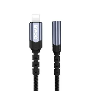 3.5mm to Lightning AUX Adapter BWOO BZ48 — Black, stereo audio adapter for iPhone