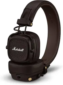Bezvadu austiņas MARSHALL Major V Brown, Bluetooth ar vada režīmu, vadība uz ausu kausiem