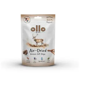 Лакомство для собак OLLO Air-Dried Venison Strips 80 г — односоставное гипоаллергенное угощение из оленины