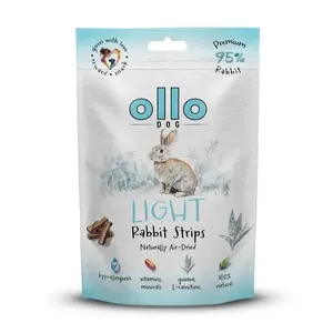 Лакомства для собак OLLO Air-Dried Light Rabbit Strips 80 г — однокомпонентный кроличий белок, без зерна, с низкой влажностью