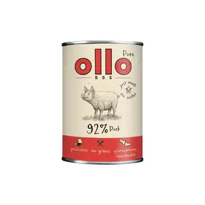 Влажный корм для собак OLLO Pure Pork 850 г — полноценный для взрослых, монопротеин, 17% белка, 11,5% жира, 63% влаги
