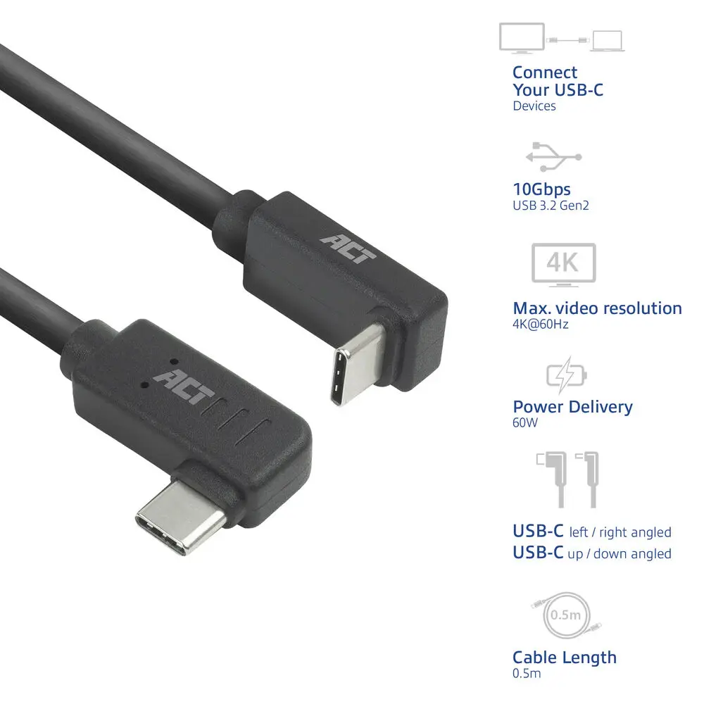 Кабель ACT AC7481 USB-C - USB-C 10 Гбит/с 60 Вт Photo 3