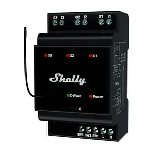 Релейный модуль для DIN-рейки Shelly WavePro3 3-канальный Z-Wave, 110–240 В, 25 A на канал, AES-128, монтаж на DIN