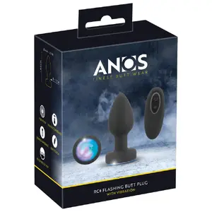 Анальная пробка ANOS RC Flashing Butt Plug силиконовая, перезаряжаемая, водонепроницаемая, длина 9 см, Ø макс. 3,5 см