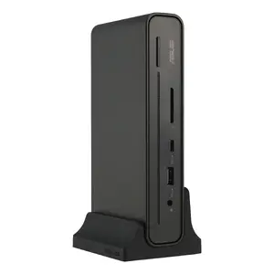 Док-станция ASUS Triple Display USB-C Dock Duo DC301 — 150 Вт, 2x DP1.4, HDMI 2.0, 2x USB-C Gen2, PD 90 Вт, гигабитный LAN, считыватель SD, чёрная