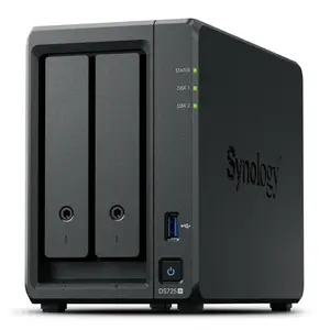 NAS Synology DiskStation DS725+ 2-отсека Ryzen R1600 4 ГБ DDR4 ECC, 2.5GbE, 2x M.2, поддержка RAID, 0 ТБ, чёрный