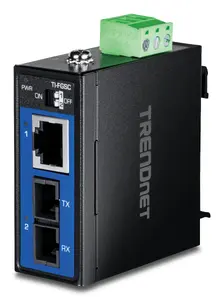 Промышленный медиаконвертер TRENDNET TI-FGSC 1000 Мбит/с 1310 нм SC Многомодовый 1000 м IP50 Металлический корпус