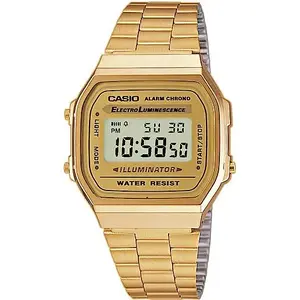 Digitālais pulkstenis CASIO A168WG-9EF — tērauda siksna, klasiskā ciparu ciparnīca
