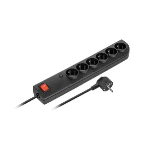 Power strip Elgotech PSF4 with surge protection, 6 outlets, 3 m cable, black