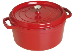 Staub La Cocotte Round Roasting Pan, 6.7 L, Cast Iron, Cherry Red