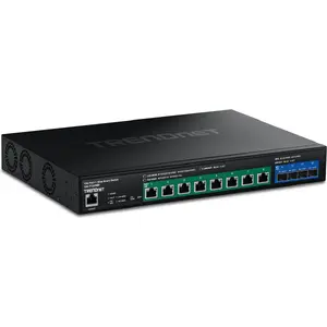 Slēdzis TRENDnet TPE-7124SBF — 8 x 10 Gigabit Ethernet, 4 x 10 Gigabit SFP+