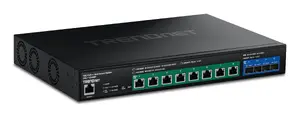 Trendnet TPE-7124SBF Managed Network Switch with 8 RJ-45 10G Ethernet Ports, 4 SFP+ Slots, Power over Ethernet PoE++, 720W, and Rack Mounting Support