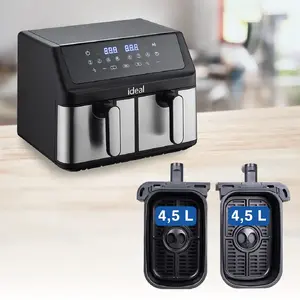 Аэрогриль Eldom IK1500 dualcrisp, двойной 9 л, 2000 Вт, 8 программ, сенсорное управление
