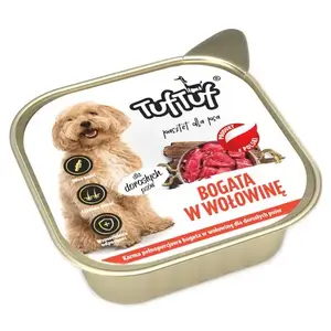 Wet dog food TufTuf Beef Pâté 300 g — complete meal for adult dogs and puppies, beef, 77% moisture, 11.2% protein