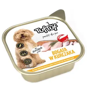 Wet dog food TufTuf Alupak Poultry Pate 300 g — adult chicken pate, gluten-free, tray