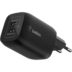 Двойное зарядное устройство USB-C Belkin ENA007KQBK 65W — двойная USB-C PD зарядка для ноутбуков и мобильных устройств