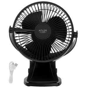 Clip-on rechargeable desk fan Adler AD 7342, 15.5 cm diameter, 3 speeds, oscillation, 5 W