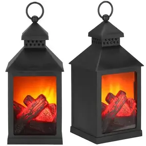 Hanging LED lantern Springos CL0862 with flame effect, 10.5×10.5×22.5 cm
