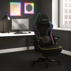 Игровое кресло huzaro HZ-FORCE 4.6 RGB Black Mesh — эргономичное, регулируемая высота, RGB-подсветка, тканевое сиденье, до 130 кг