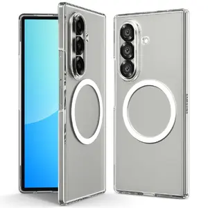 Прозрачный защитный чехол Spigen для Samsung Galaxy Z Fold 7 — MagFit Air Skin, белое магнитное кольцо, для 8" экрана
