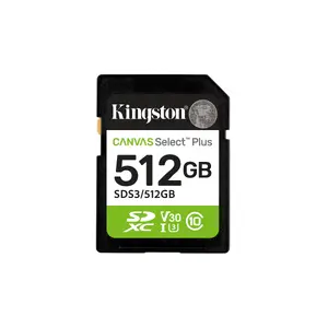 SDXC flash memory card KINGSTON Canvas Select Plus Gen3 512GB UHS‑I U3 V30 150MB/s Class 10