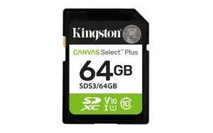 Flash Memory Kingston Technology 64GB SDXC UHS-I Canvas Select Plus Gen3