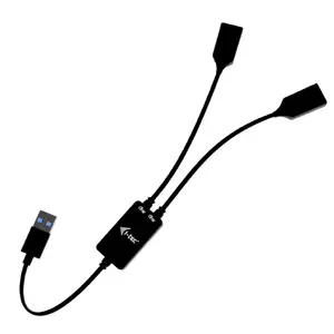 USB-A кабельный хаб 2 порта ITEC U3CBLHUB2A — 2× USB-A, USB 3.2 Gen 1, 5 Гбит/с, кабель 0,1 м, черный