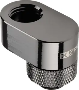XSPC Rotary 14mm Offset G1/4 Fitting, Chrome Black - angled rotary connector for water cooling