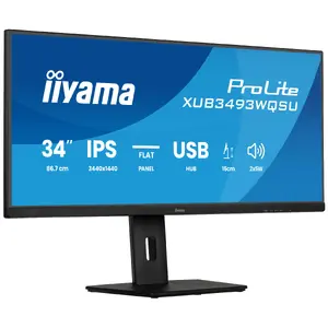 Монитор IIYAMA ProLite XUB3493WQSU-B6 34" 3440×1440 UltraWide QHD IPS LED, 1 мс, USB 3.2 хаб, динамики, VESA, регулировка по высоте