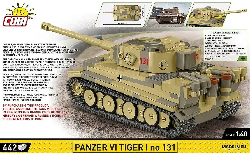 Cobi Panzer VI Tiger I konstruktors 442 detaļas Photo 7