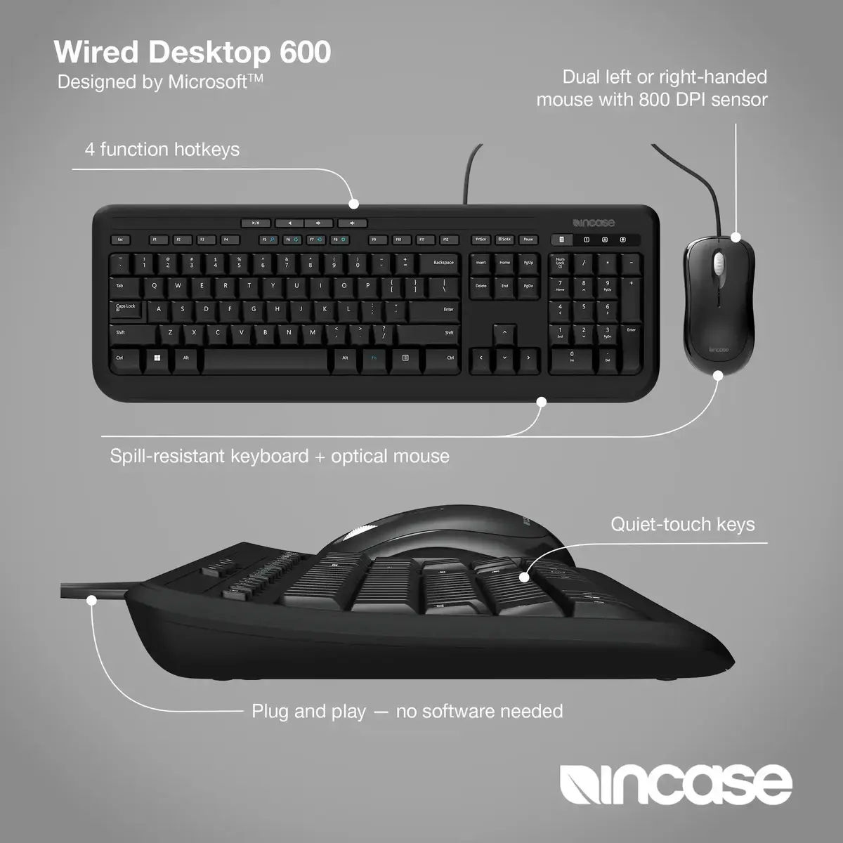 Incase Wired Desktop 600 klaviatūra un pele Photo 3
