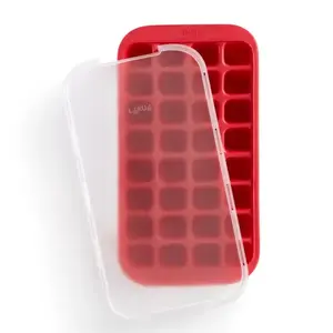 Ice cube tray Lekue silicone with lid, red — model 8710755882203
