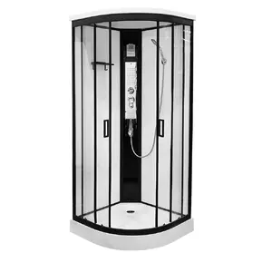 Shower cabin AMUE AMO-0308C 90×90×215 cm, corner massage shower cabin with fixed base and sliding doors