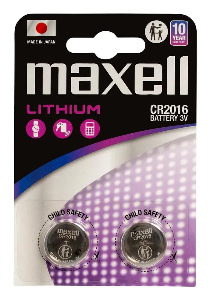 Maxell CR2016 Litija-mangāna dioksīda vienreizējās lietošanas