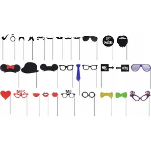 Photo booth props set LoveInstant SB8416 — 31 funny patterned photo props for parties and events