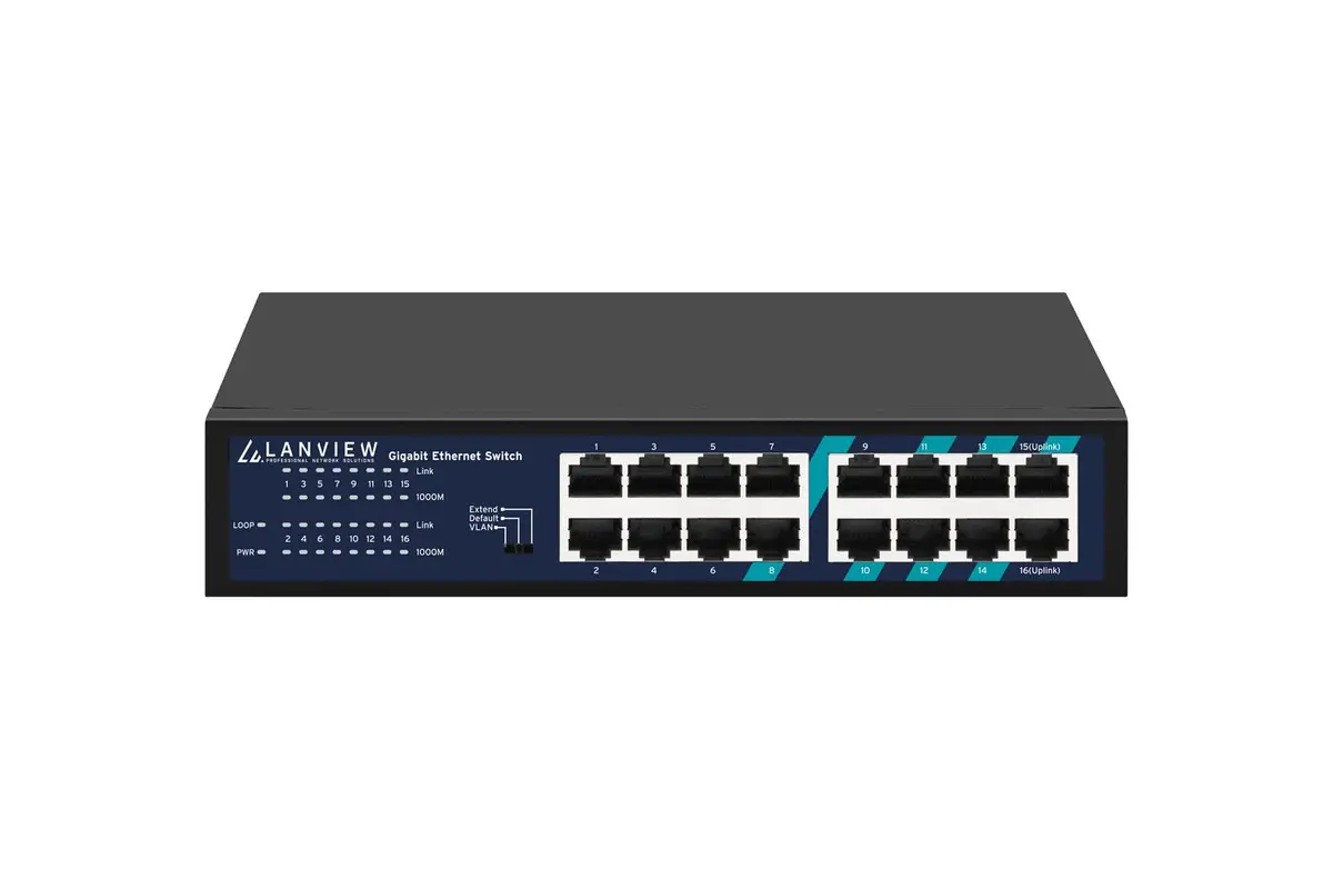 Lanview LVN-1U-16PORT-1G nevadāms tīkla slēdzis ar