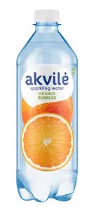 Flavored Carbonated Drinking Water Akvilė Orange, 0.6 L bottle