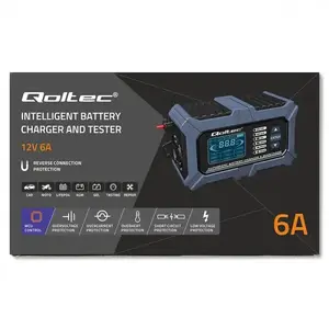 Inteliģents lādētājs-testētājs QOLTEC EB64828641 12V AGM, GEL, LiFePO4, 6A