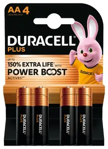 Duracell Plus AA Alkaline single-use batteries, 1.5 V, 4 pcs, 50 mm