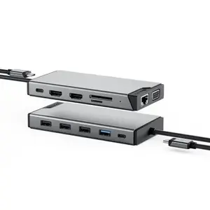 ALOGIC DUCDDV3V2 Laptop Docking Station Wired USB 3.2 Gen 1 Type-A and Type-C Grey with Triple Display, 100W Power Delivery and SD Card Reader