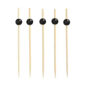 Bamboo food picks Papstar Black Pearl 12 cm, 40 pcs — decorative appetizer skewers