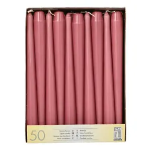 Sveces Papstar 2,2x25 cm tumši rozā parafīns-stearīns 50 gab.