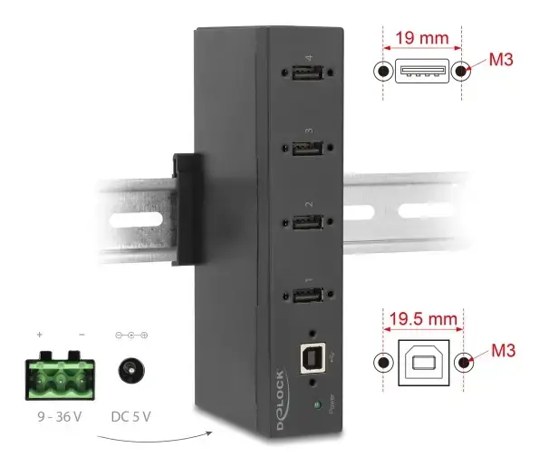 DELOCK USB 2.0 hubs 60686 Type-B uz 4x Type-A Photo 2